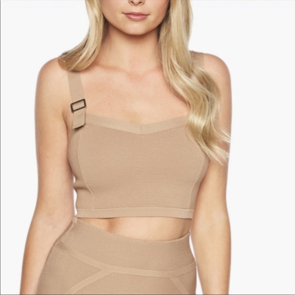 🧡 Bardot Katy Knit Crop Top Dark Beige